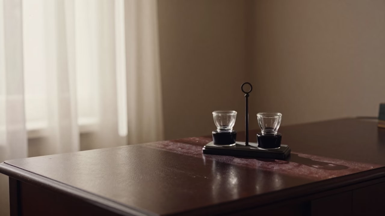 Vintage Inkstand Glass Wells Hvar Desk in on a writing desk in Hvar