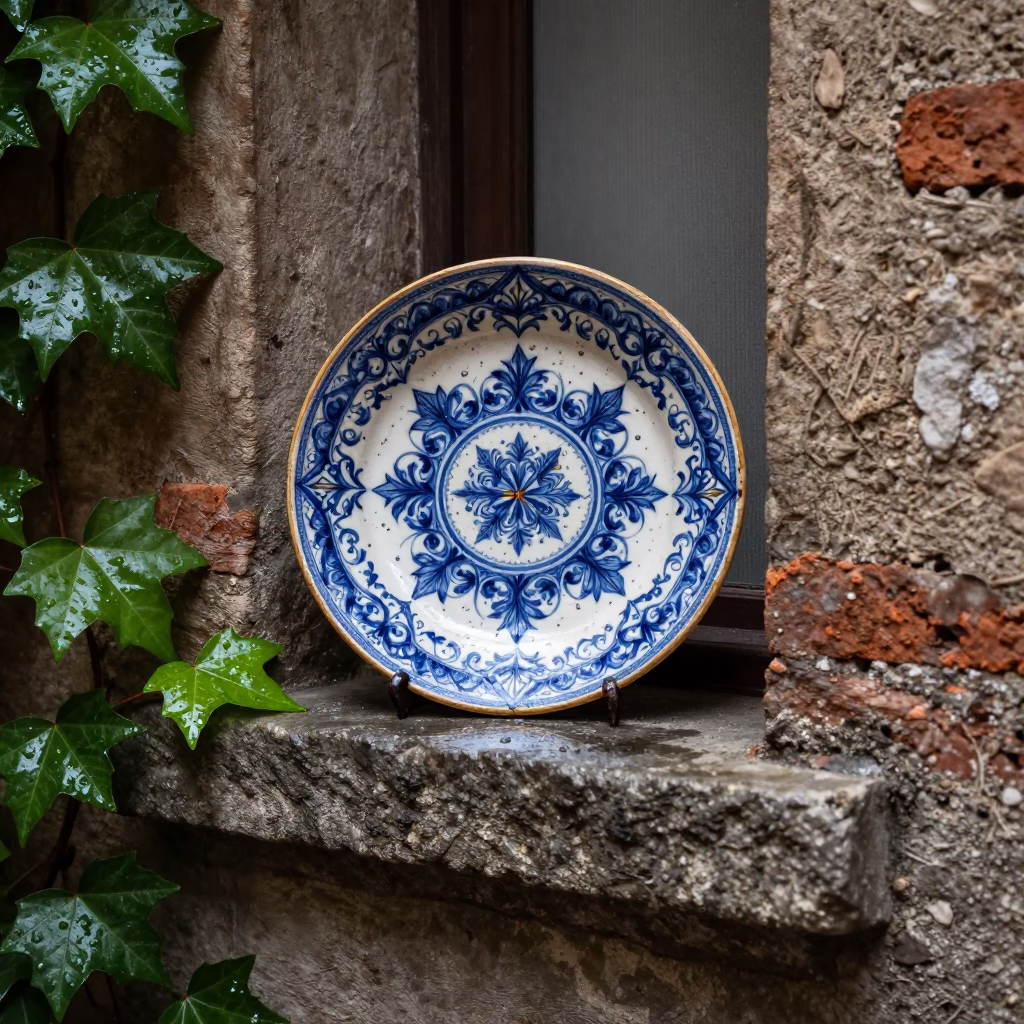 Vintage Italian Majolica Plate in Bologna in in Bologna, Italy