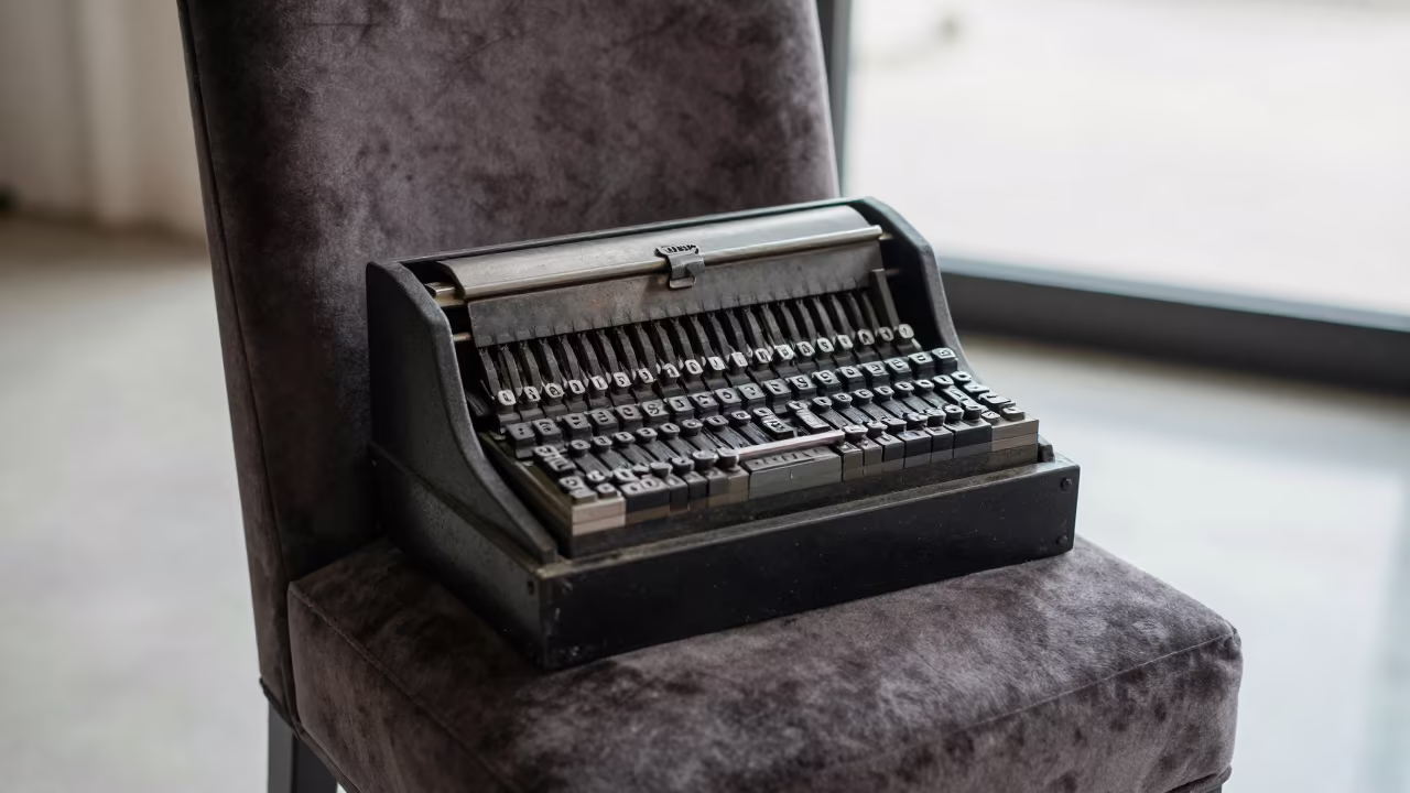 Vintage Letterpress Lead Type on Velvet Chair in on a velvet chair near Daejeon