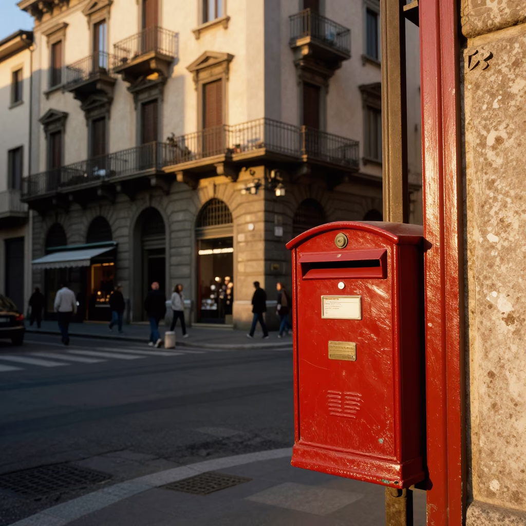 Vintage Mailbox at Golden Hour in Milan in in Milan, Italy