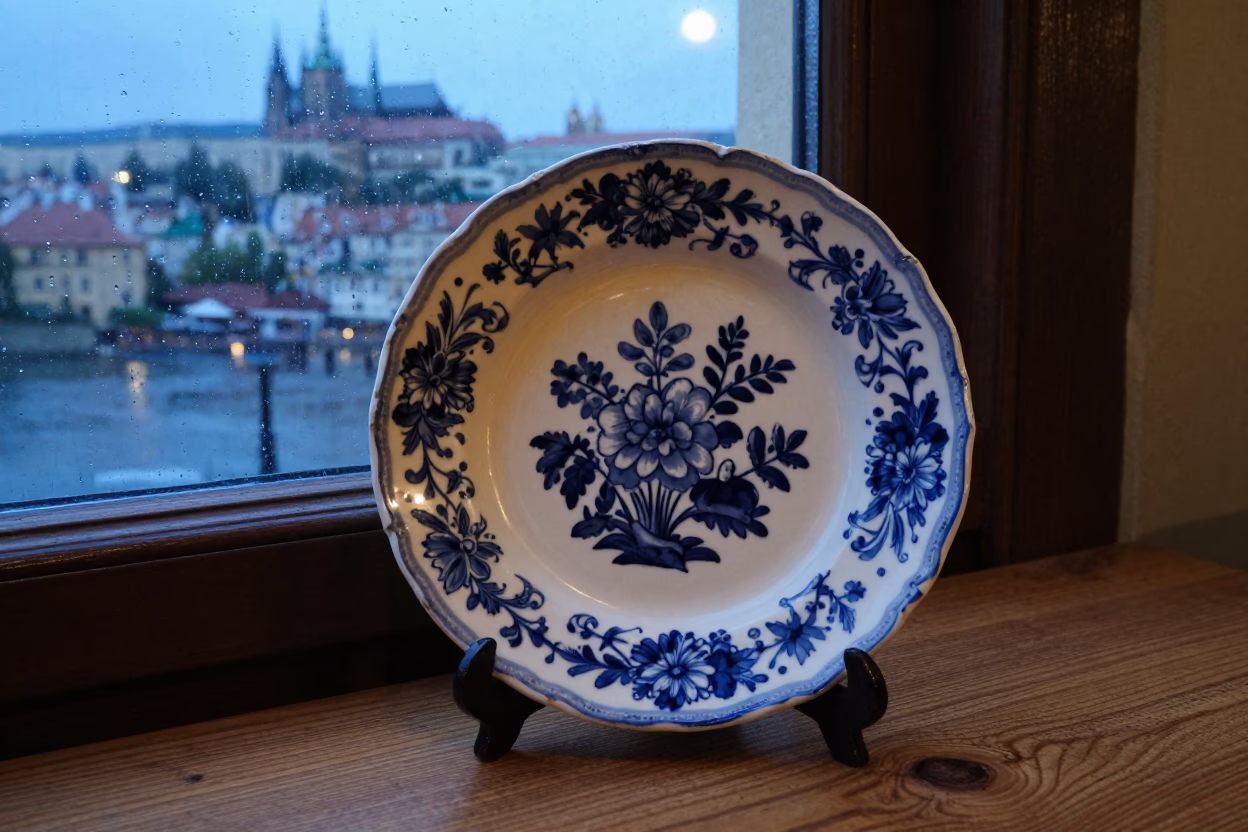 Vintage Majolica Plate in Prague in in Prague, Czech Republic
