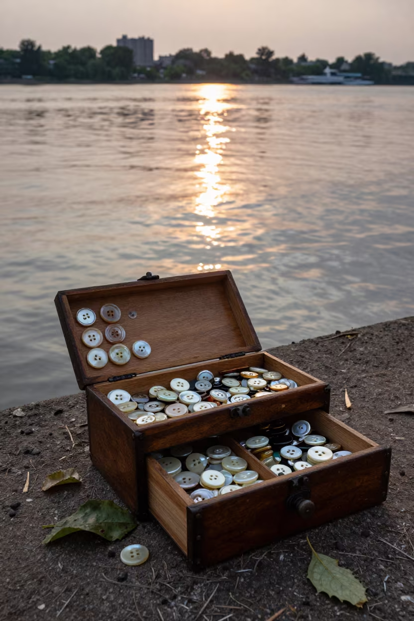 Vintage Mother-of-Pearl Button Box Near Memphis Water in near Memphis