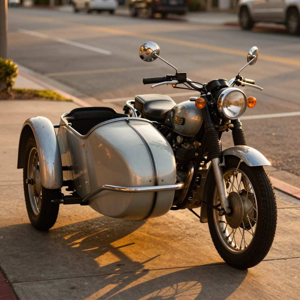 Vintage Motorcycle at Honeyed Evening Light in San Diego in in San Diego, California, United States