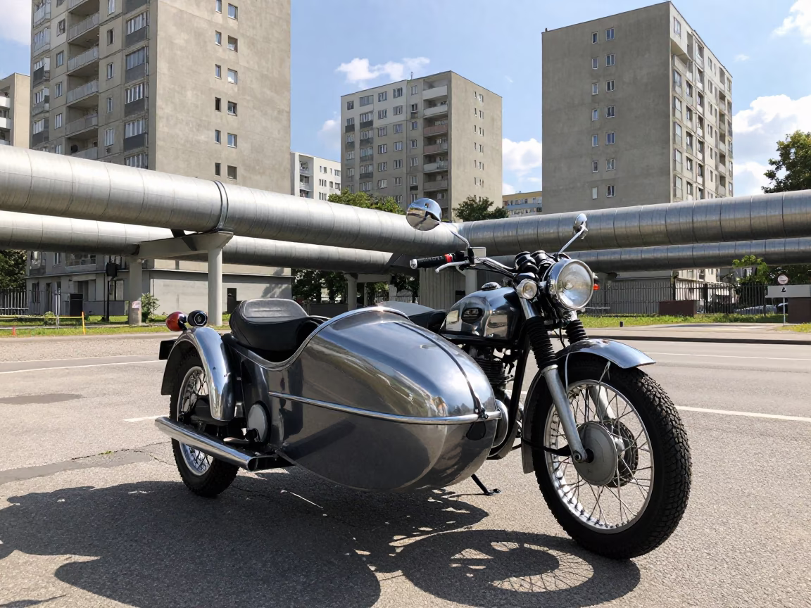 Vintage Motorcycle at Midday Light in Berlin in in Berlin, Germany