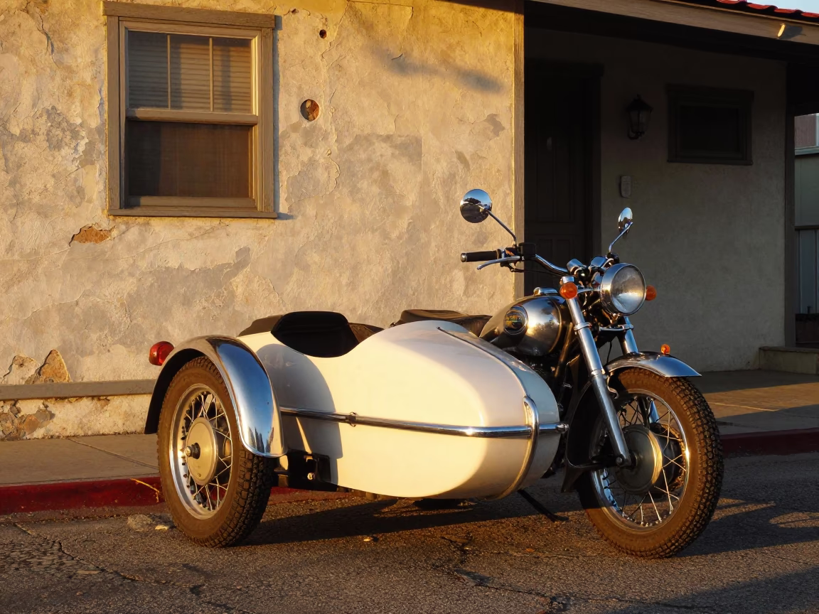 Vintage Motorcycle in Los Angeles at Golden Hour in in Los Angeles, California, United States