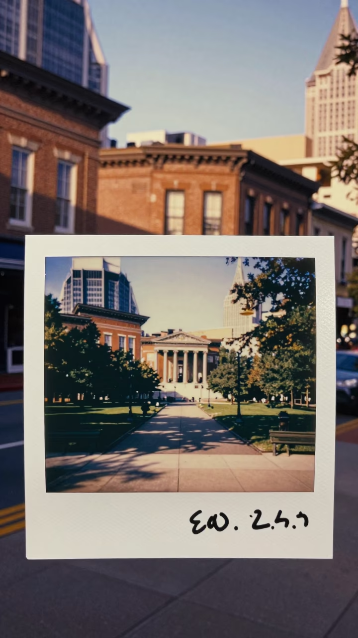 Vintage Nashville Tennessee Late Afternoon Street Scene with Classic Architecture and Pedestrians in in Nashville, Tennessee, United States