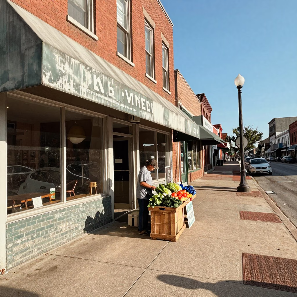 Vintage Nashville Tennessee Late Morning Street Scene with Local Commerce and Urban Details in in Nashville, Tennessee, United States
