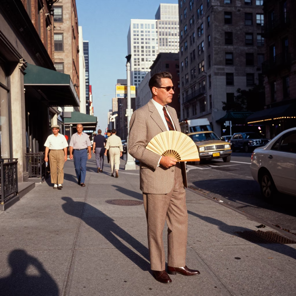 Vintage New York Street Scene Late Afternoon Light with Urban Elements in in New York, New York, United States
