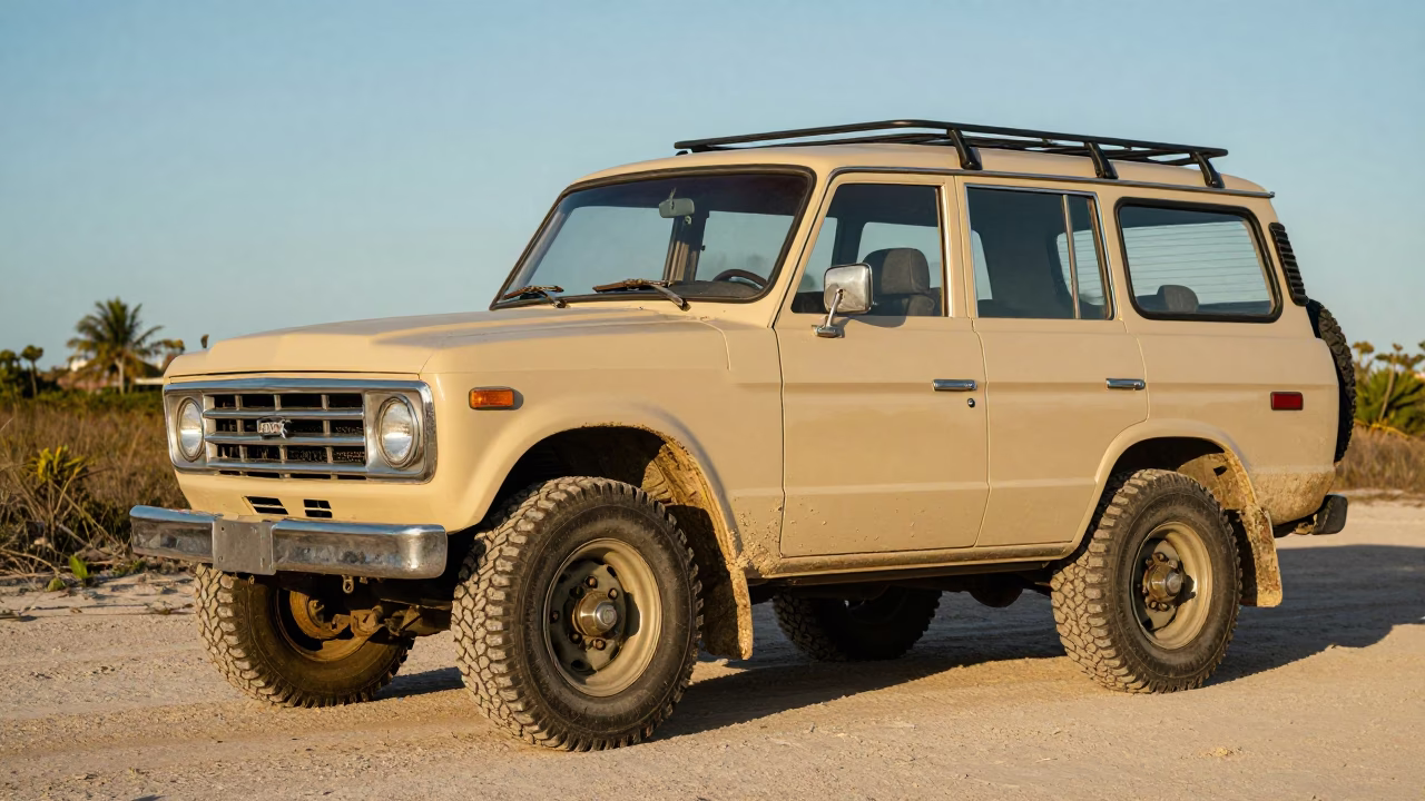 Vintage Off-Road SUV Safari Trail Late Afternoon Light Miami Florida United States in in Miami, Florida, United States