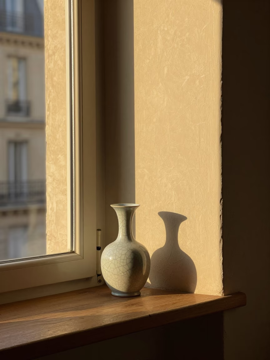 Vintage Porcelain at Honeyed Evening Light in Paris in in Paris, France