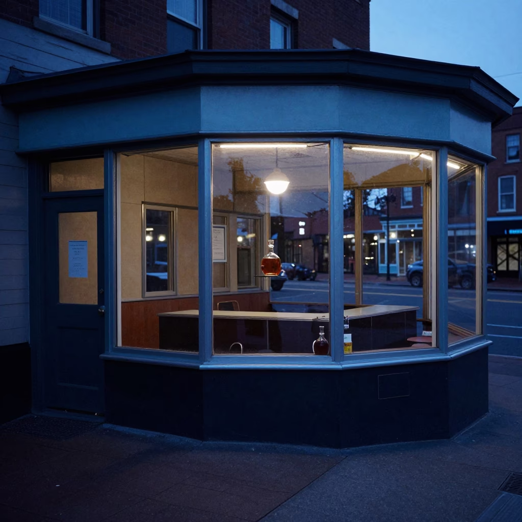 Vintage Portland Oregon Street Scene Before Sunrise With Decanter and Pegboard Hooks in in Portland, Oregon, United States