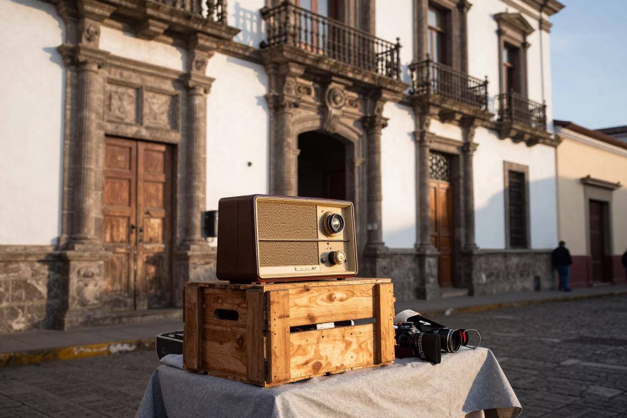 Vintage Radio and Cold Chain Logistics in Quito Ecuador Morning Light in in Quito, Ecuador