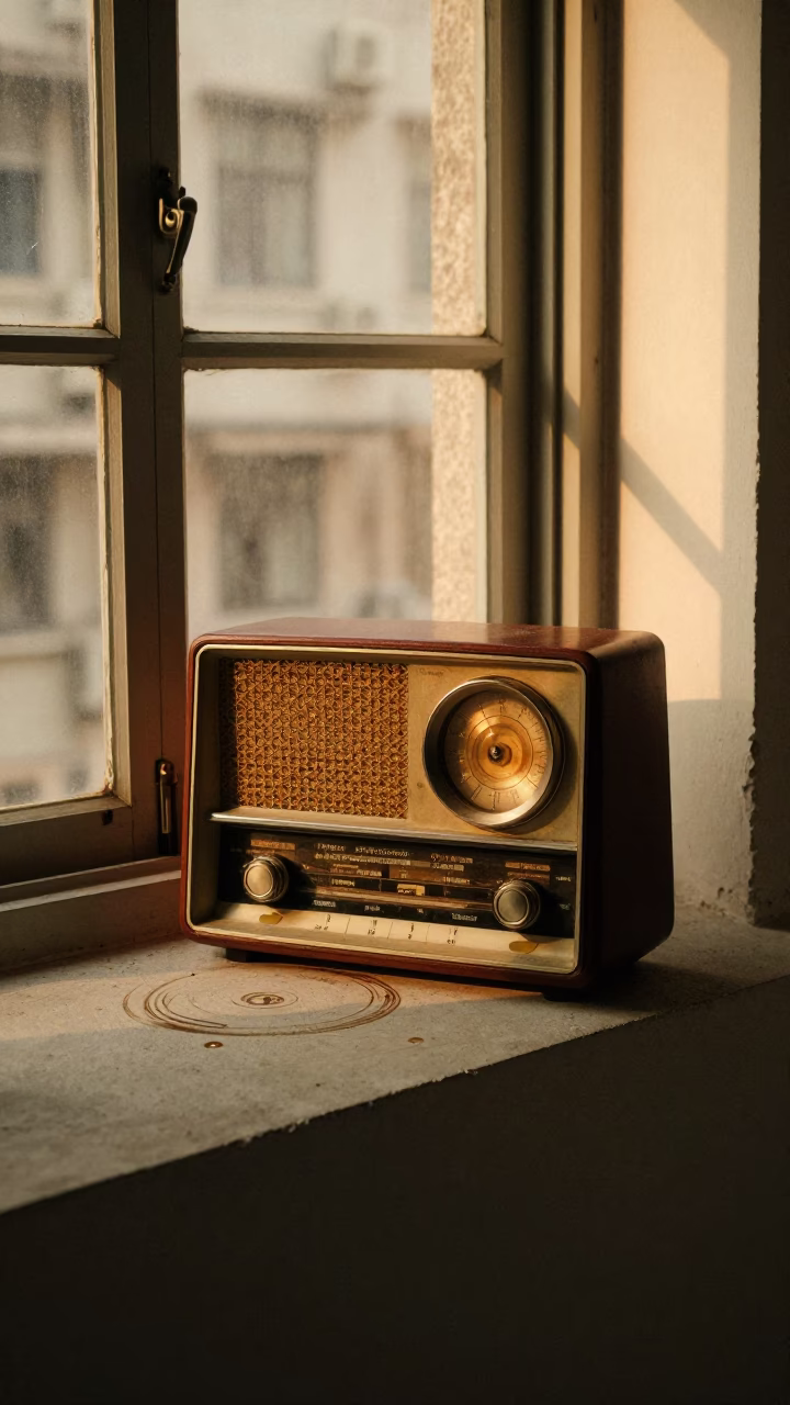 Vintage Radio in Shanghai at Honeyed Evening Light in in Shanghai, China