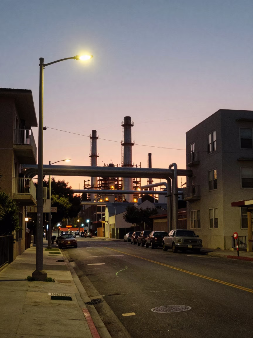 Vintage San Diego Street Scene at Dusk with District Heating Pipes and Local Life in in San Diego, California, United States