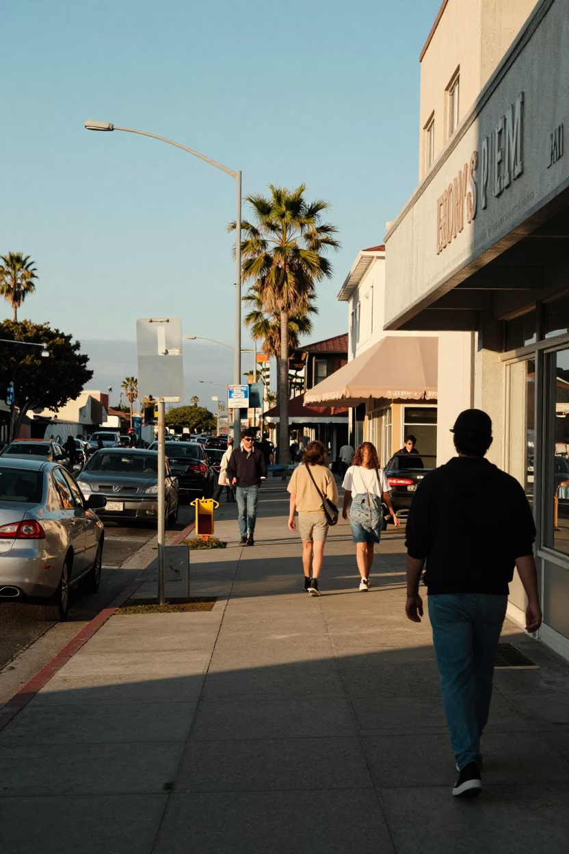 Vintage San Diego Street Scene Late Afternoon Light with Local Elements in in San Diego, California, United States