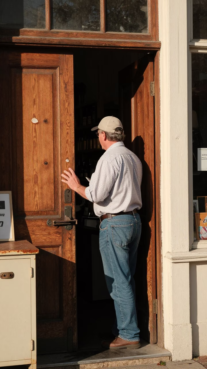 Vintage Shopkeeper in Charleston at Clear Late-afternoon Light in in Charleston, South Carolina, United States