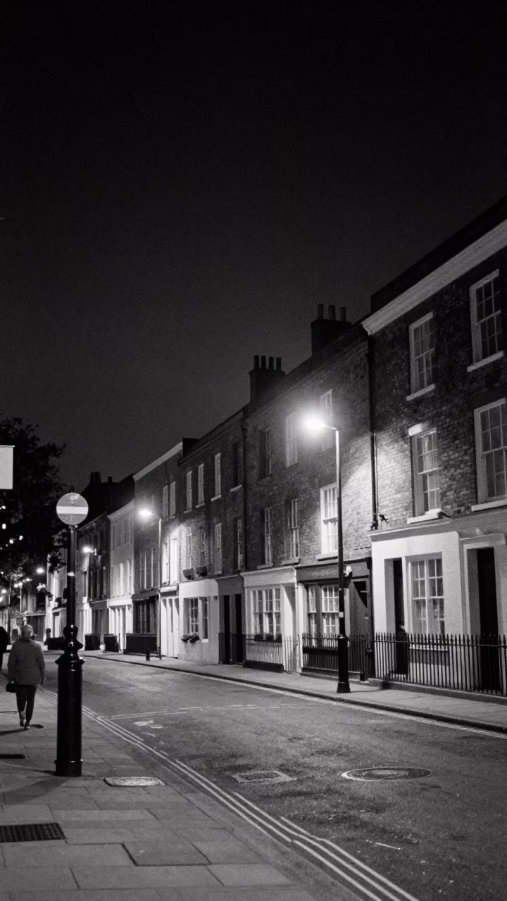 Vintage Street Scene in Bristol United Kingdom Under Deep Night Sky in in Bristol, United Kingdom