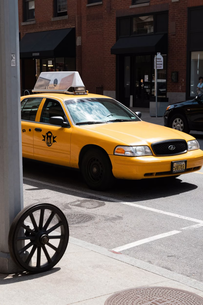 Vintage Toronto Midday Street Scene with Caster Wheel and Urban Details in in Toronto, Ontario, Canada