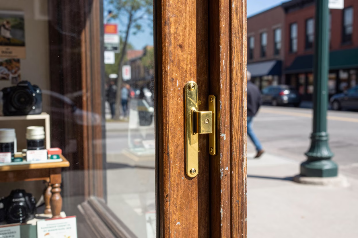 Vintage Toronto Midmorning Street Scene with Brass Hardware and Ceramic Details in in Toronto, Ontario, Canada