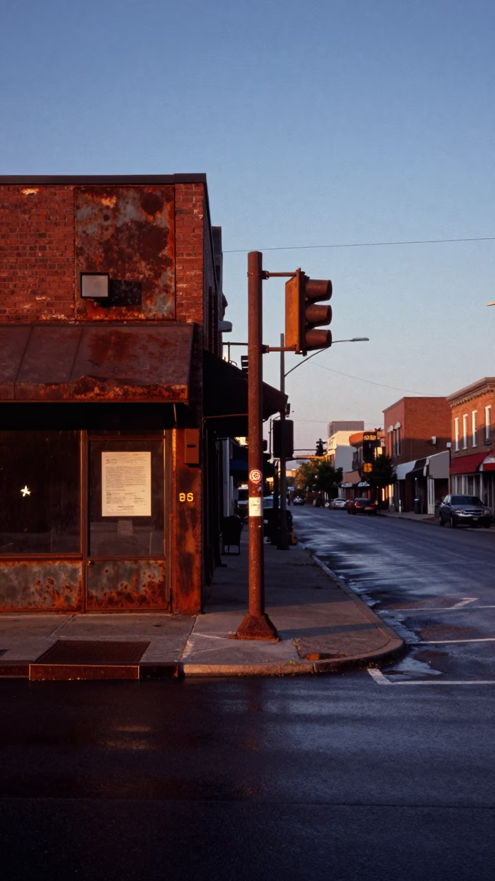 Vintage Toronto Street Photography Before Sunrise Showing Rusty Metal and Urban Decay in in Toronto, Ontario, Canada