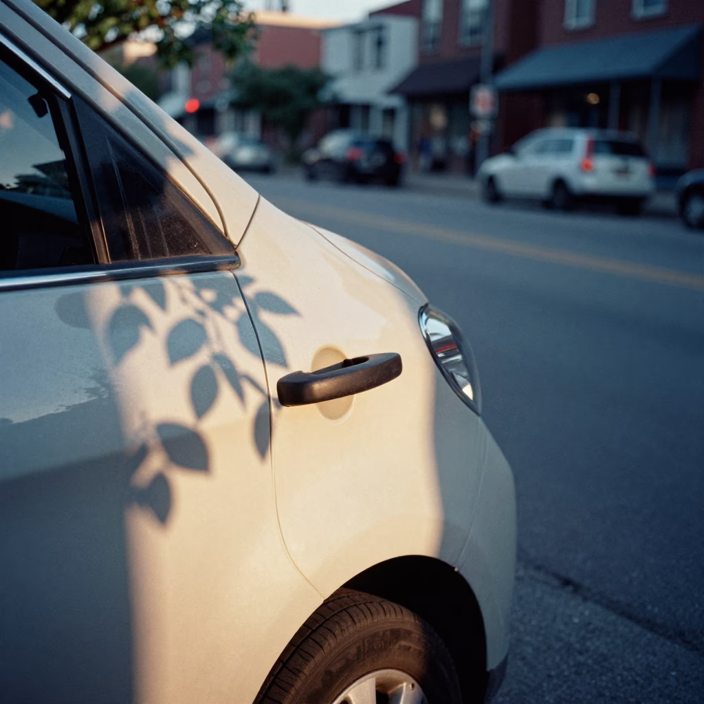 Vintage Toronto Street Scene Just After Sunrise with Leaf Shadows on Handle in in Toronto, Ontario, Canada