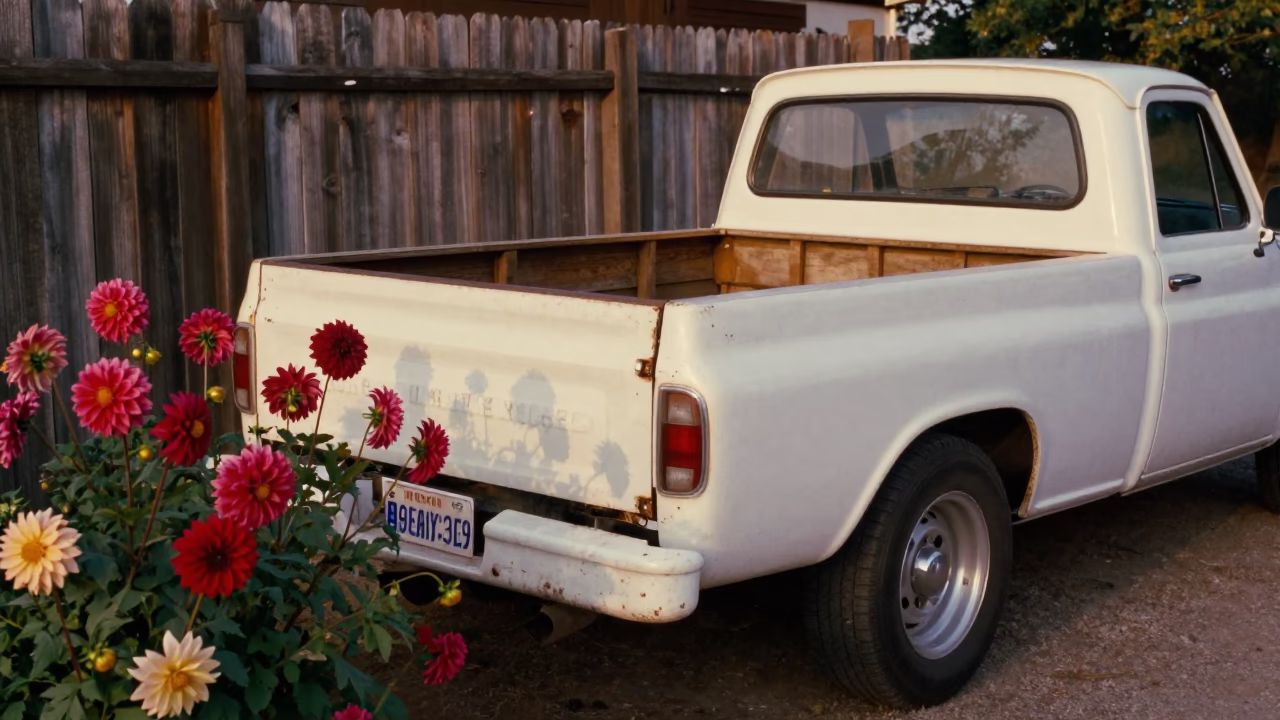 Vintage Truck at Honeyed Evening Light in Austin in in Austin, Texas, United States