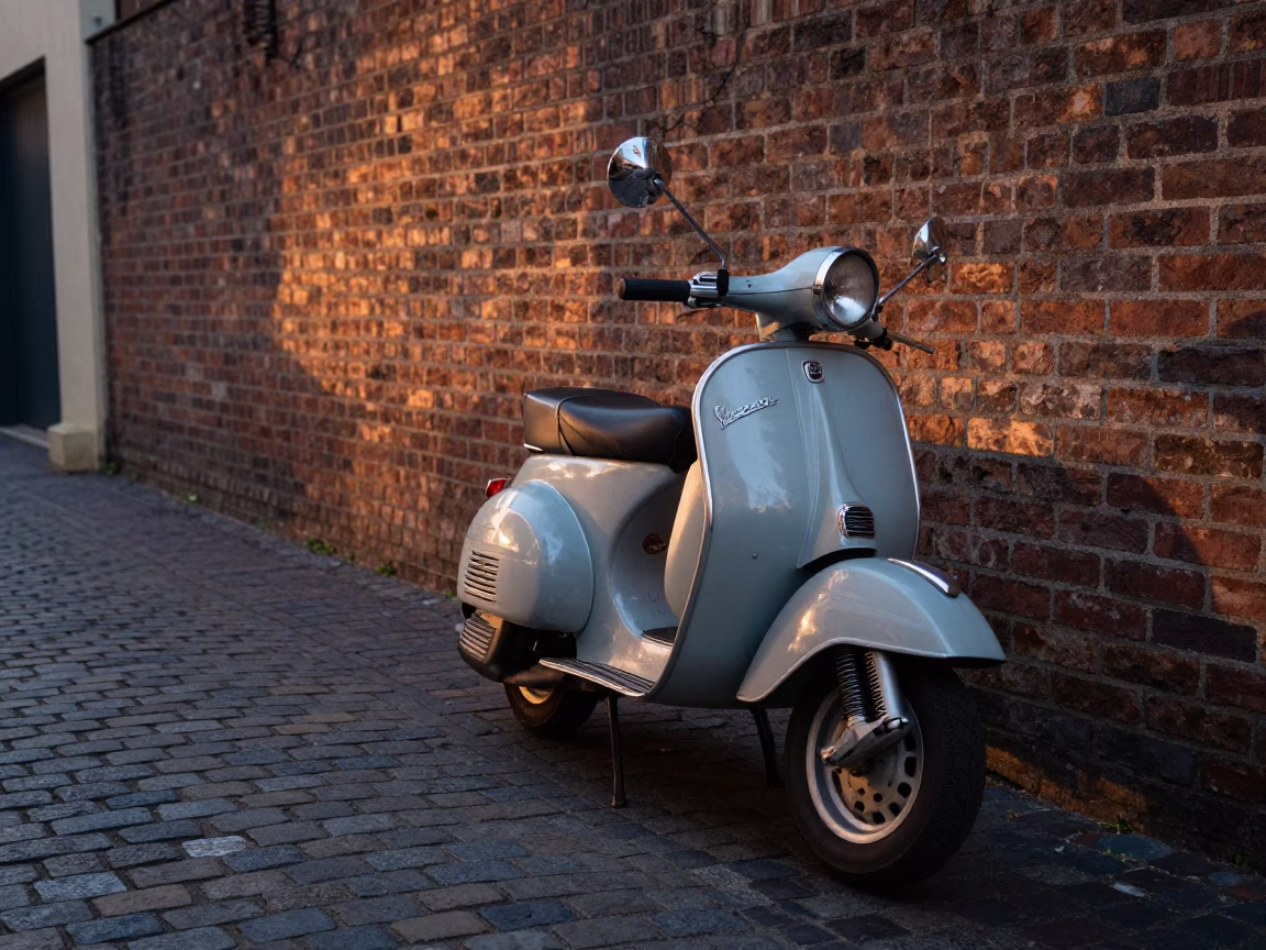 Vintage Vespa on Cobblestone Lane in Adelaide South Australia at Nautical Dawn in in Adelaide, South Australia, Australia