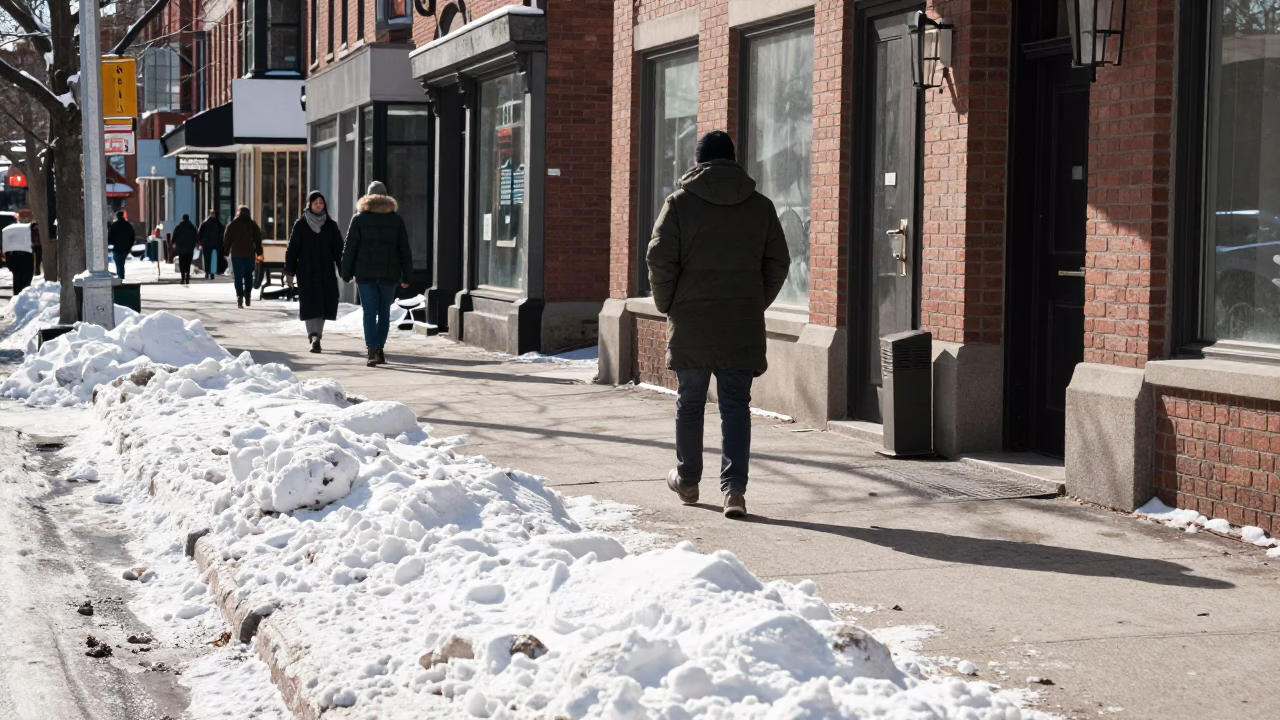Vintage Winter Noon Street Scene Toronto Ontario Canada in in Toronto, Ontario, Canada