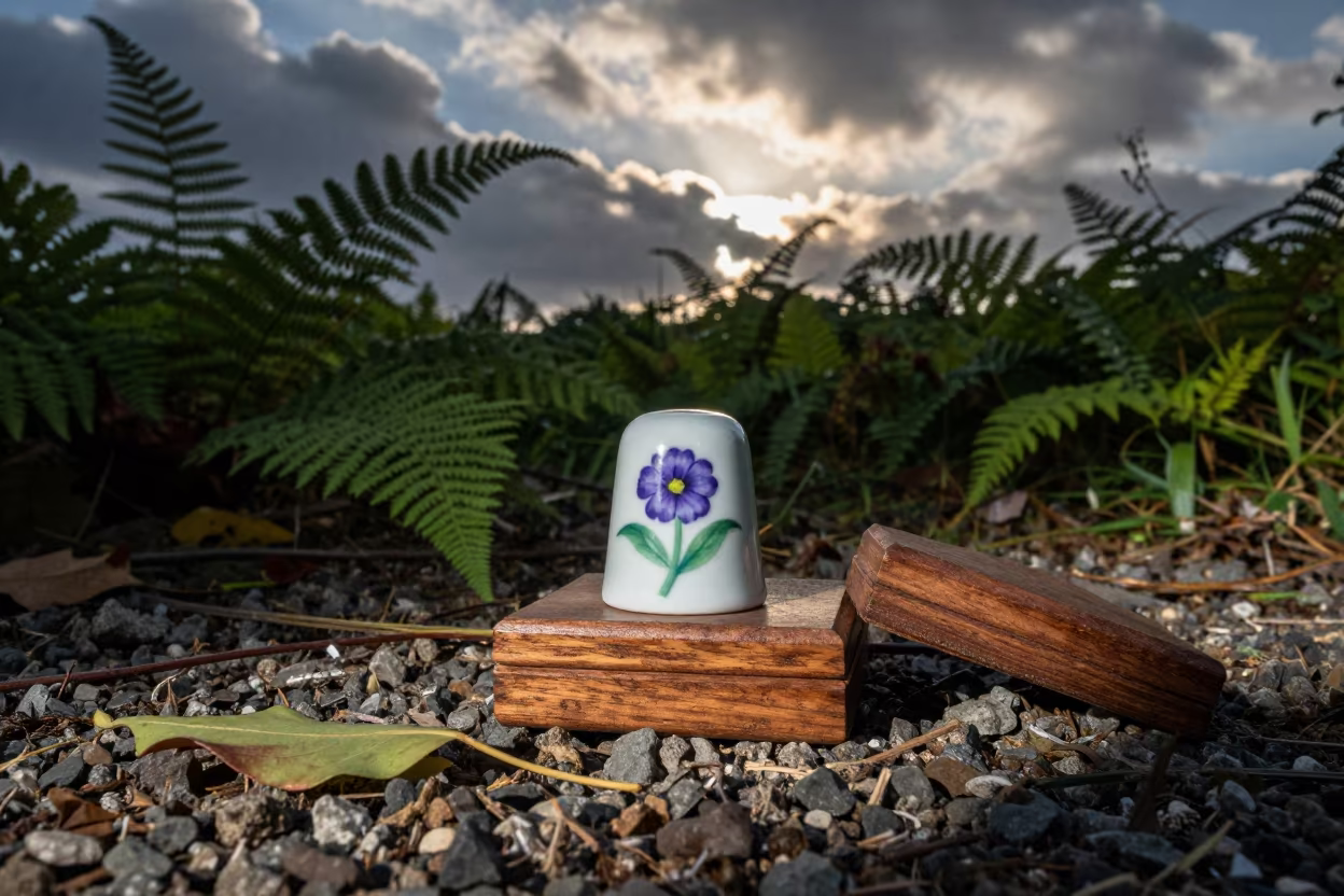 Violet-Painted Thimble on Forest Floor in on a fern-lined forest floor in Northwest Territories