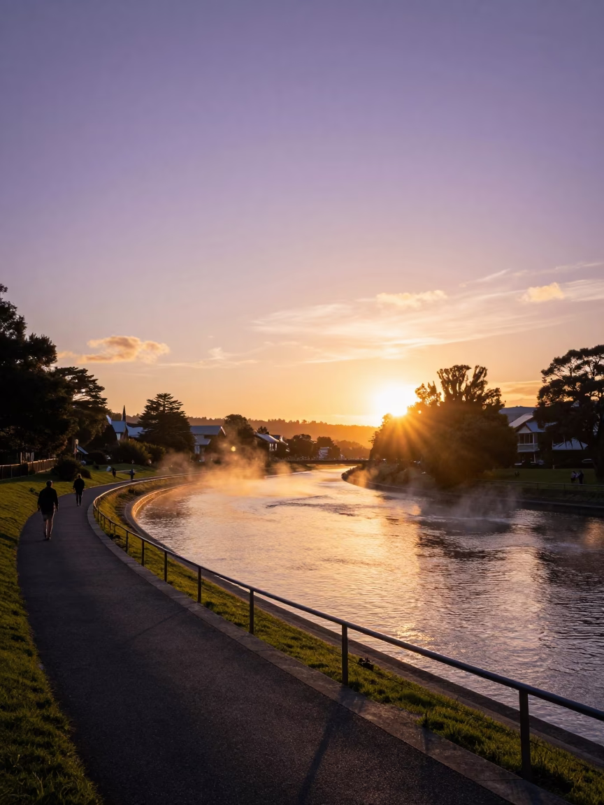 Violet Sky in Christchurch at Golden Hour in in Christchurch, New Zealand