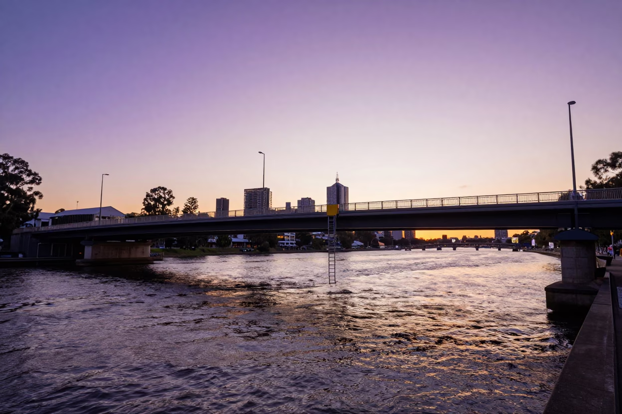 Violet Sky in Melbourne at Golden Hour in in Melbourne, Victoria, Australia
