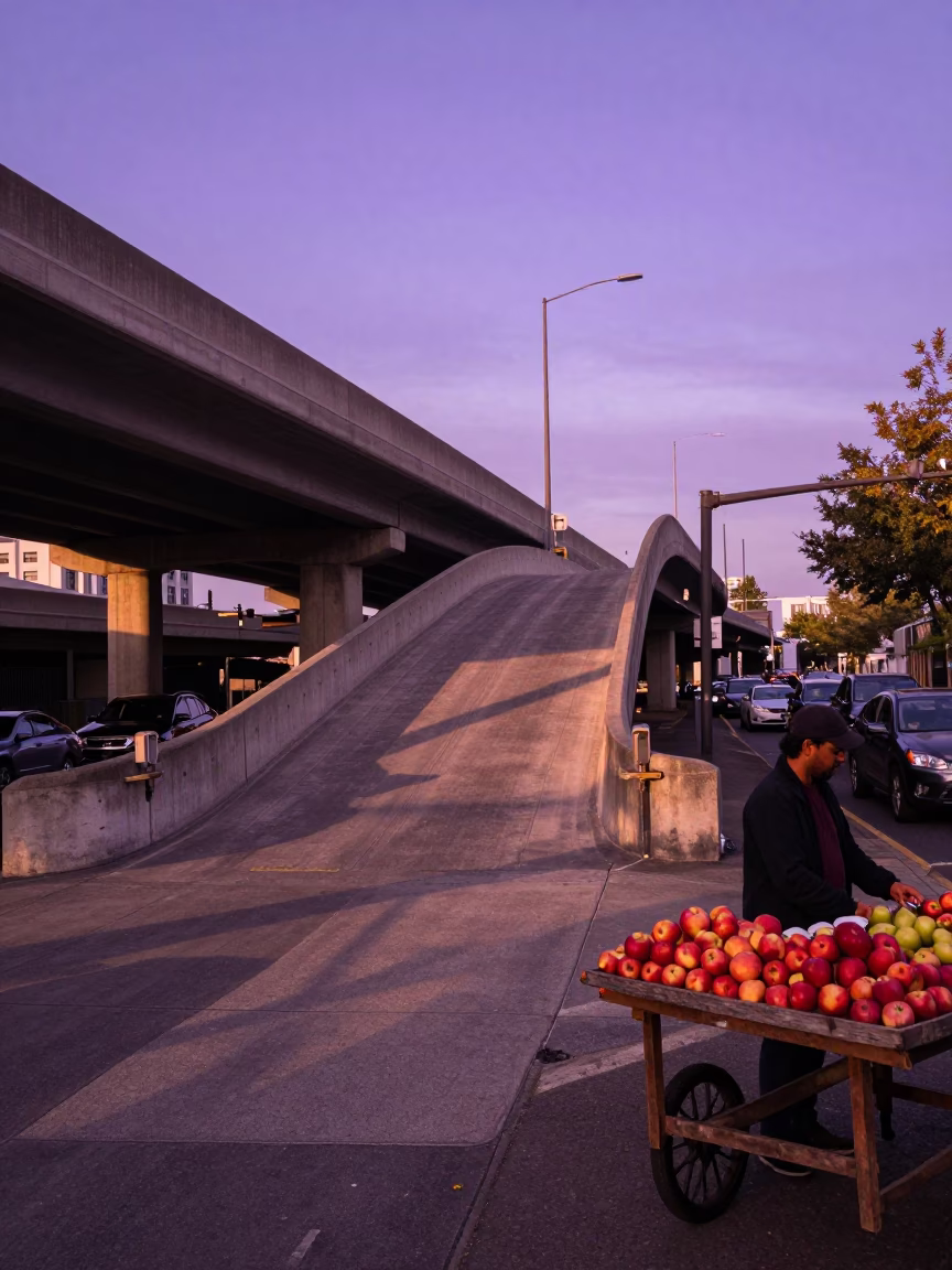 Violet Sky in Portland at The Early Evening Light in in Portland, Oregon, United States