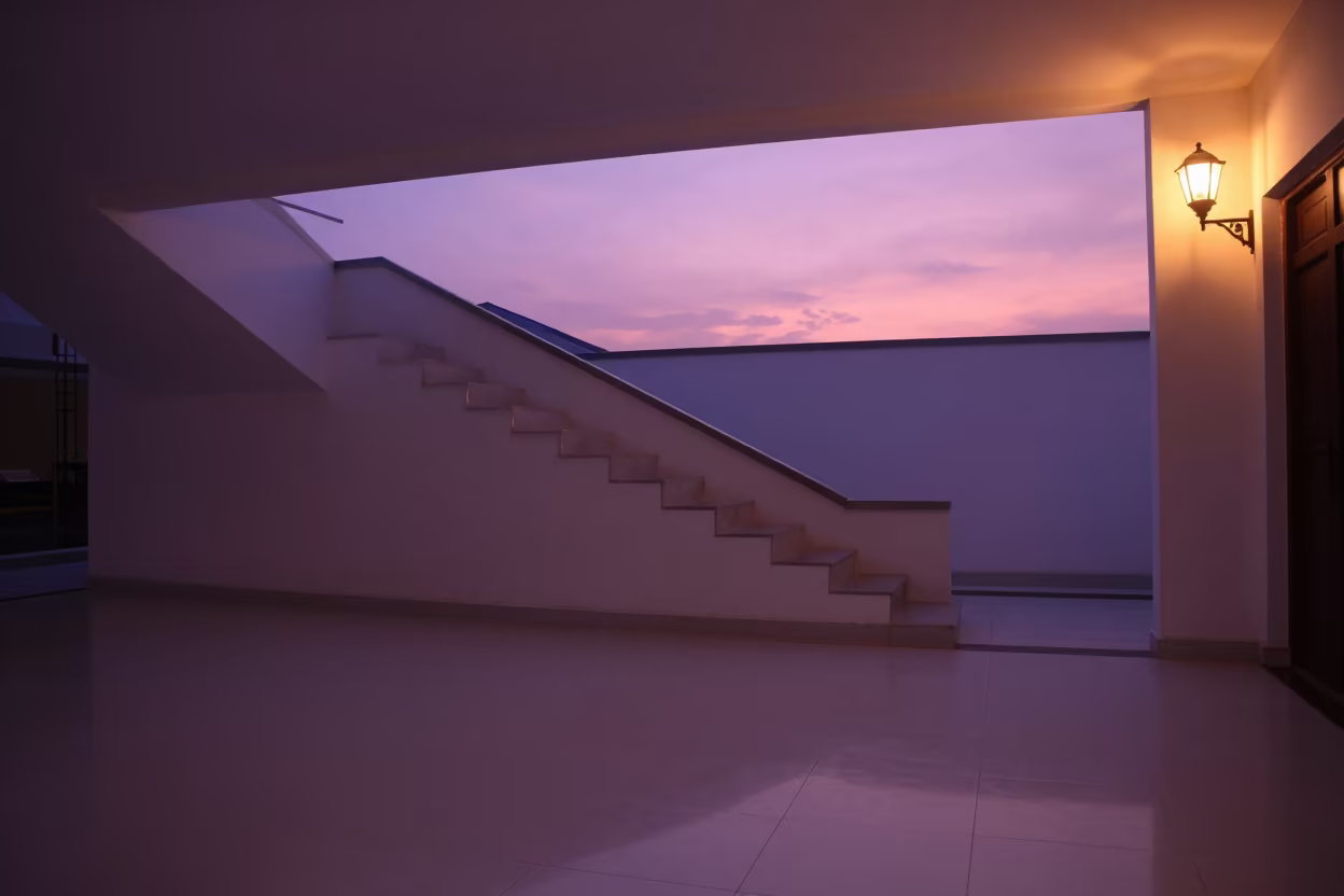 Violet Twilight Rose Dawn Makassar Stair Hall in inside a tiled stair hall in Makassar