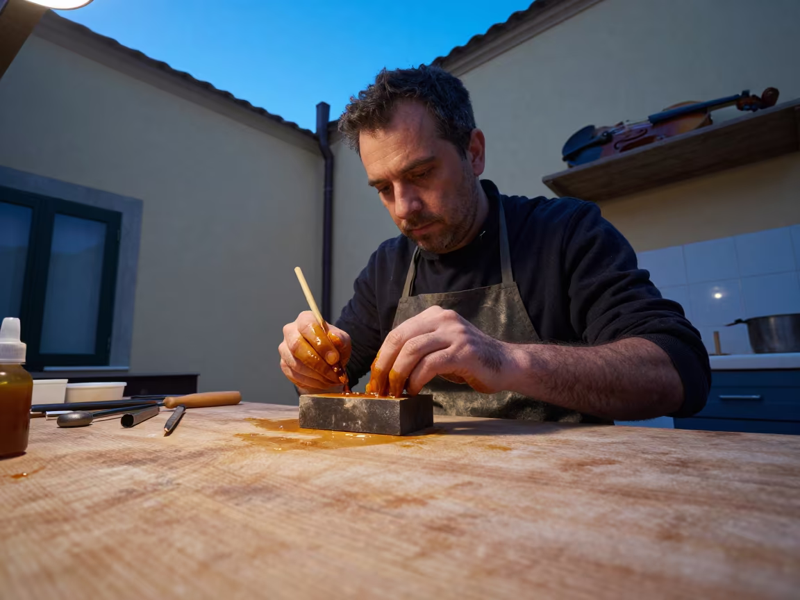 Violin Maker with Varnish in Foggia Kitchen Twilight in in a kitchen in Foggia