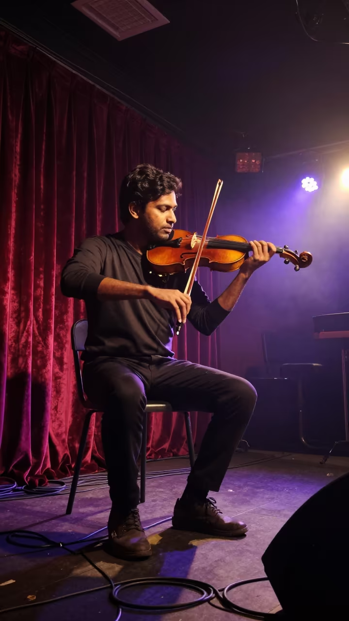 Violinist Solo Performance Predawn Jazz Club in at a jazz club in Ulhasnagar