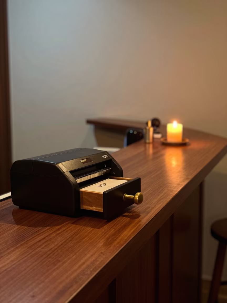 VIP Note Embosser Drawer in Katsina Spa in inside a spa reception in Katsina