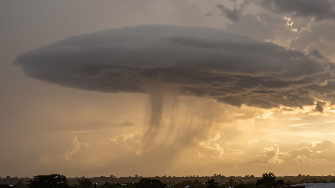 Virga Curtain Falling From Cirrostratus Near Maracay in near Maracay