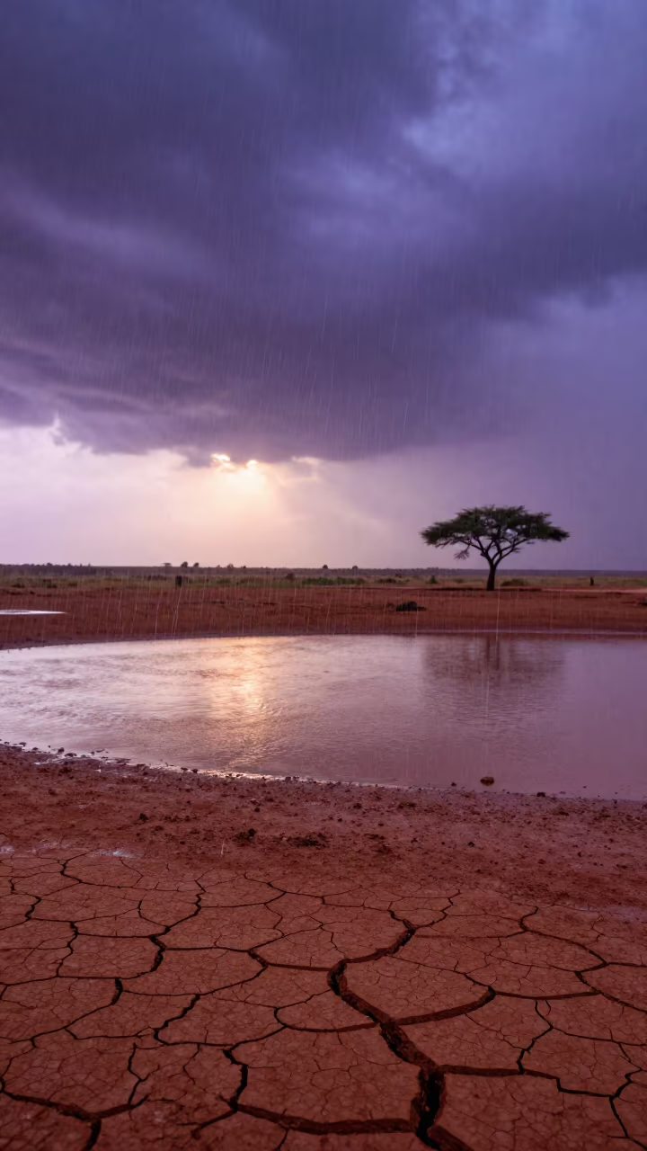 Virga Evaporating Over Mali Twilight Water in in Mali