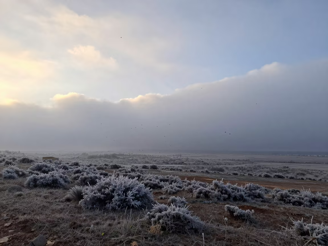 Virga Falling Over Tunisia Midsummer Frost in in Tunisia