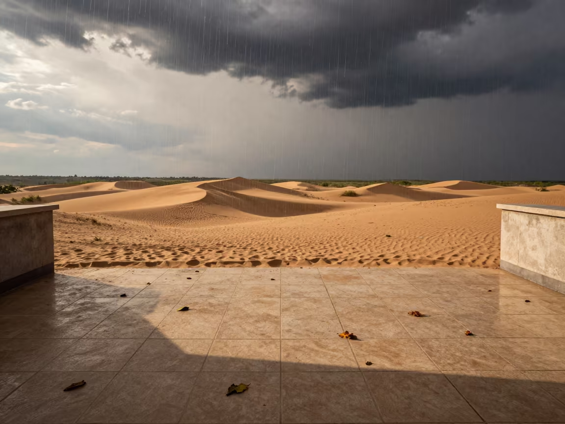 Virga Rain Streaks Over Serbian Plain After Storm in across a storm-bright plain in Serbia