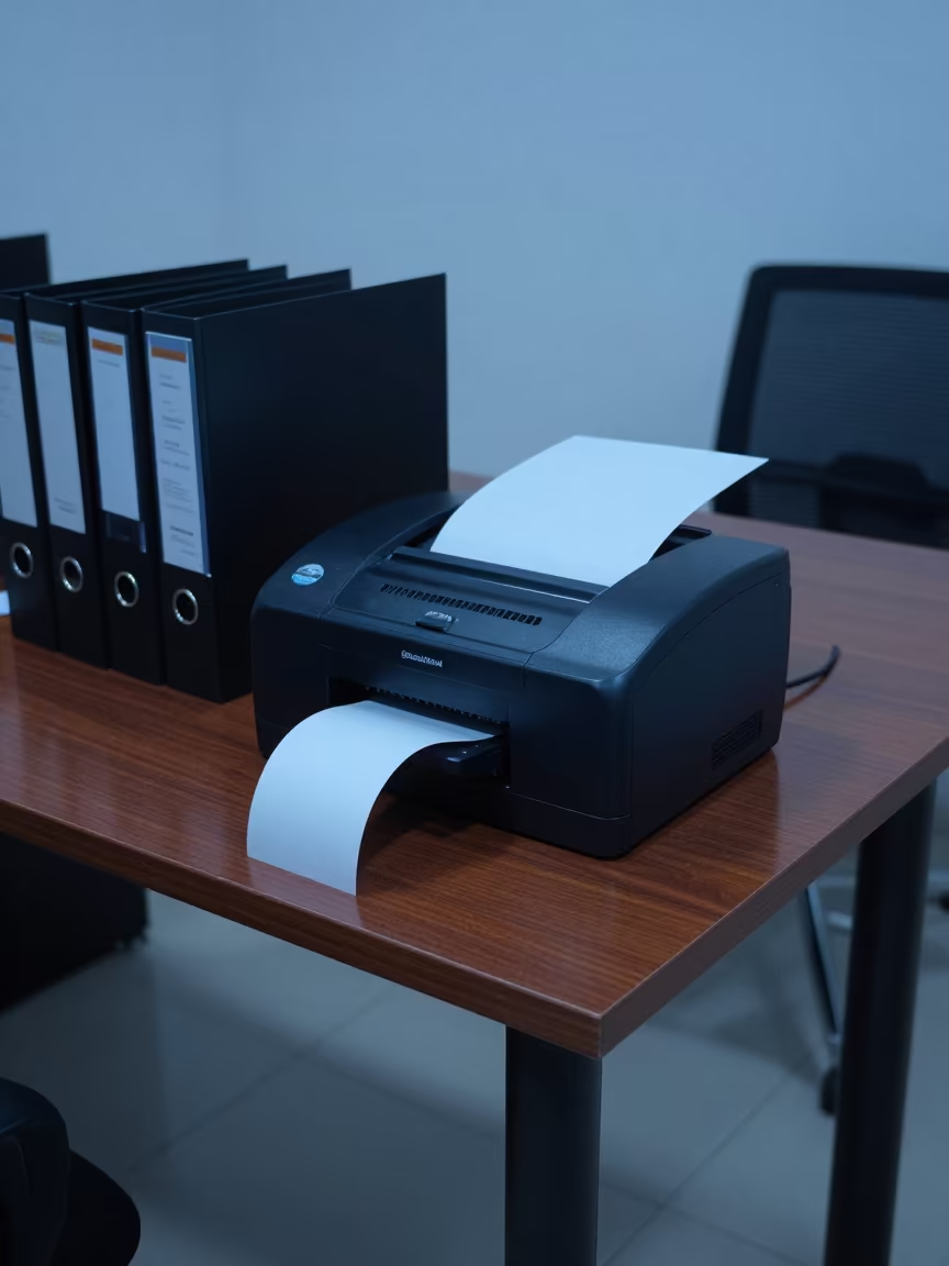 Visitor Badge Printer Station at Twilight Boardroom Table in at a boardroom table before a meeting in Ghaziabad