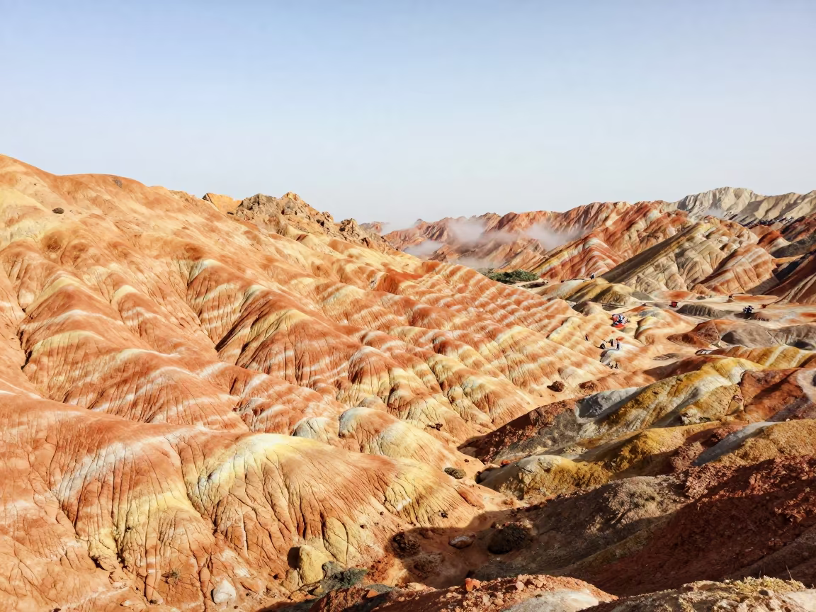 Vivid Striped Mineral Bands in Ras al-Khaimah Storm Light in across a storm-bright plain near Ras al-Khaimah