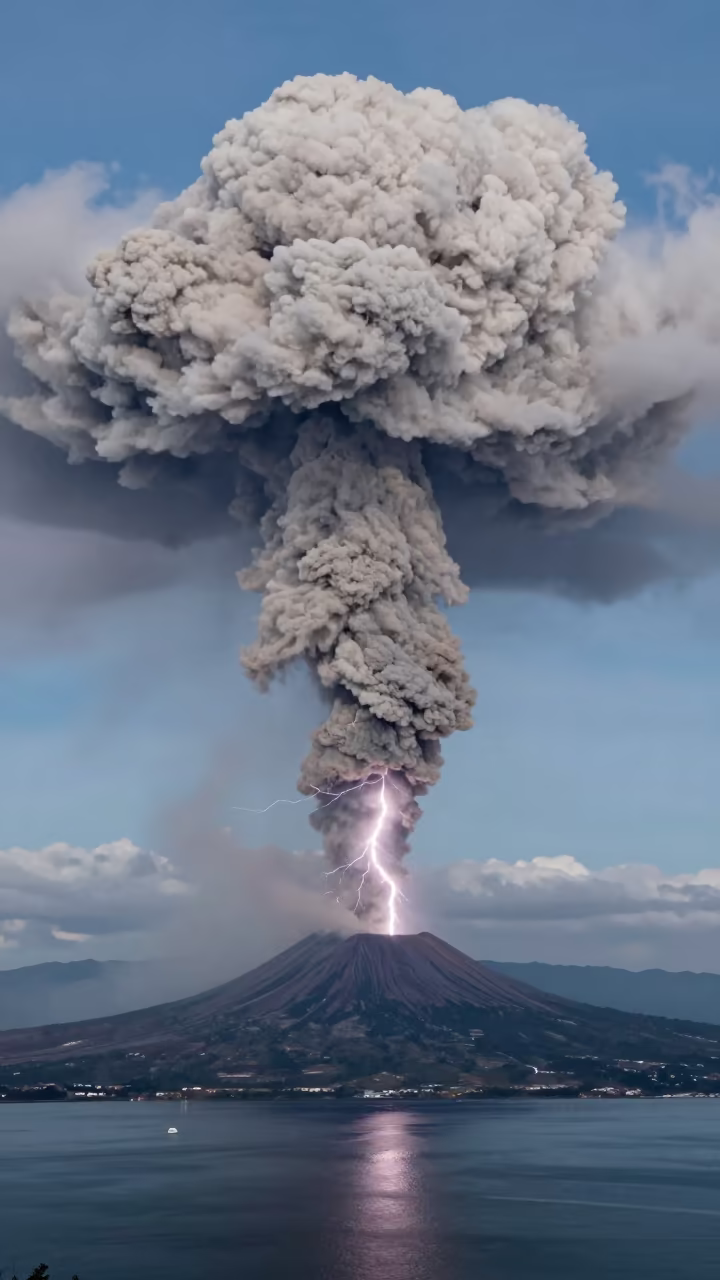 Volcanic Ash Plume Lightning Near Quito Midday in near Quito