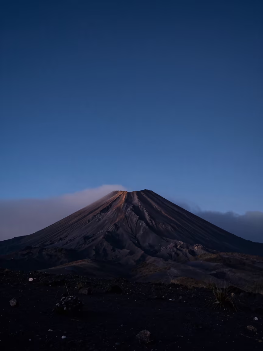 Volcanic Cone Under Predawn Starlight Near Quito in near Quito