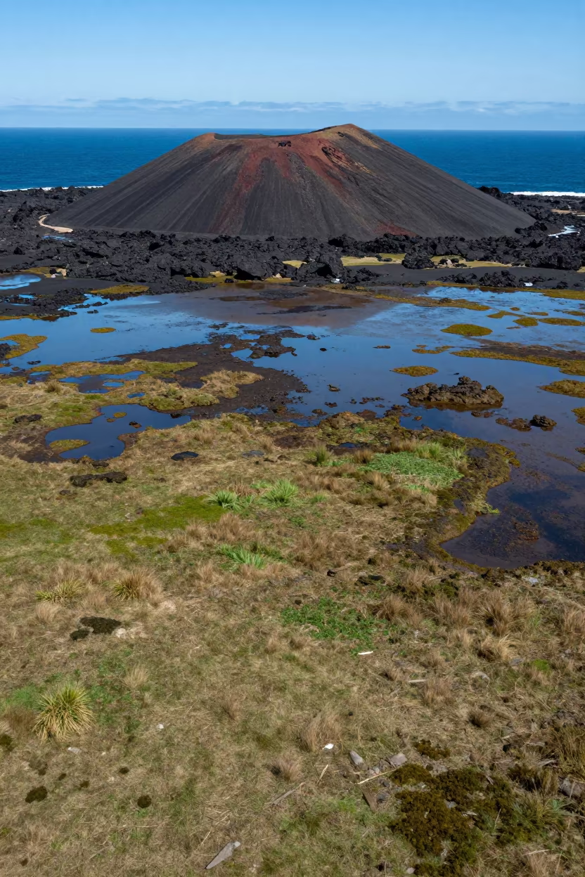Volcanic Island View Over Floodplain After Rain in across a floodplain after rain near Manali