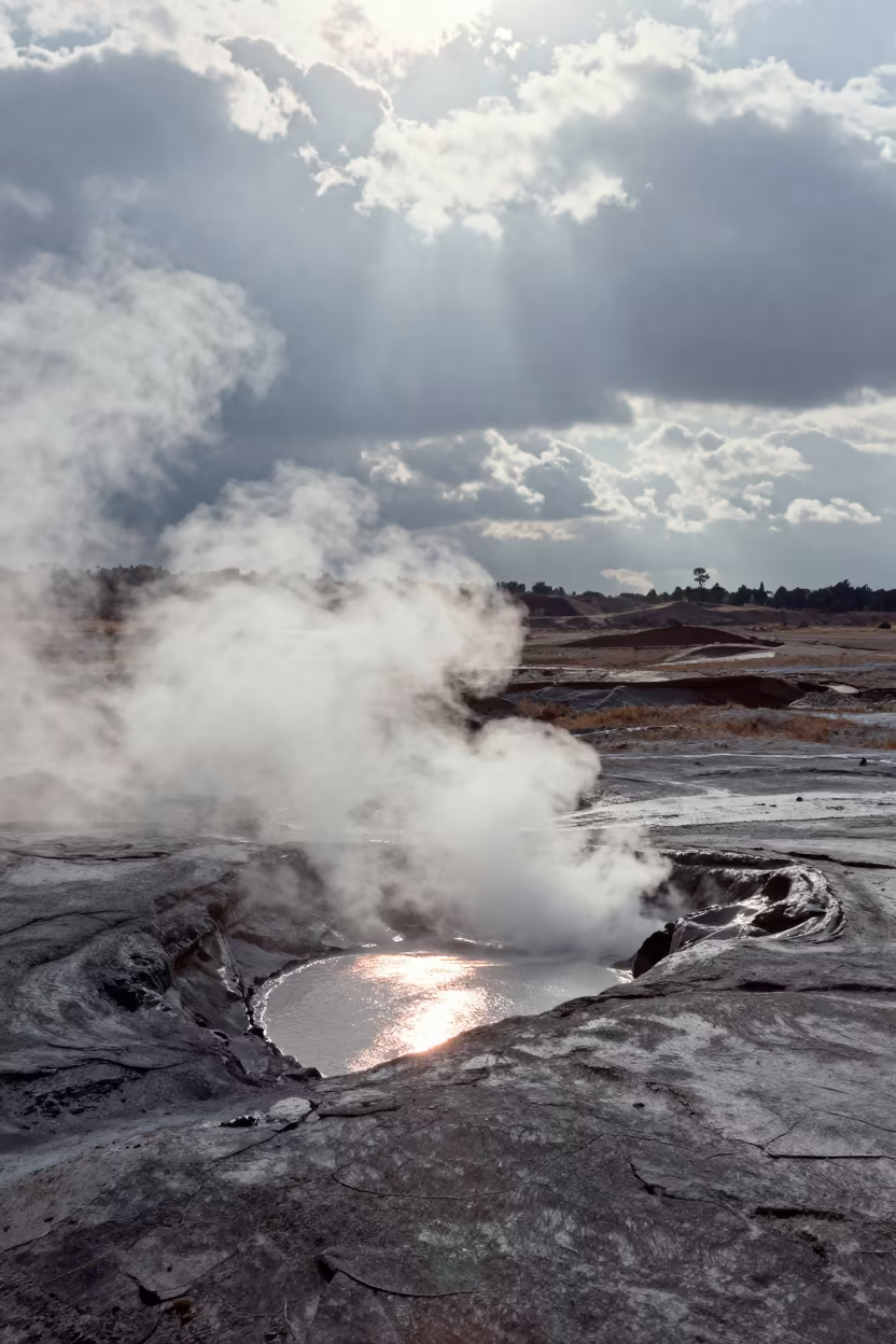 Volcanic Plateau Fumaroles Near Kathmandu Midsummer in near Kathmandu