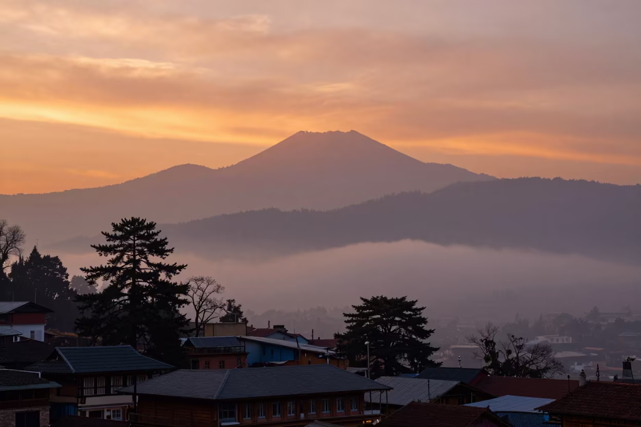 Volcanic Sunset Over Kathmandu Mist in near Kathmandu