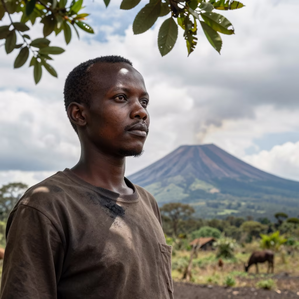Volcano Guide Near Arusha in Dappled Noon Light in near Arusha