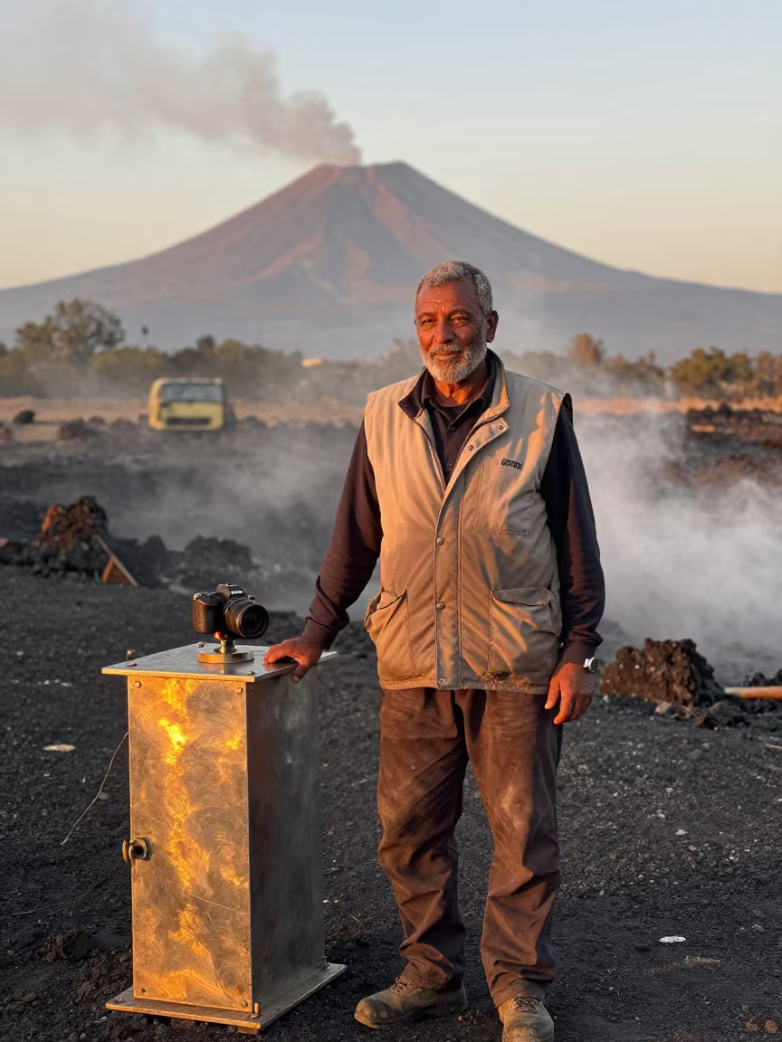Volcano Scientist with Ash in Hair Mekelle in beside a tidal survey transect in Mekelle