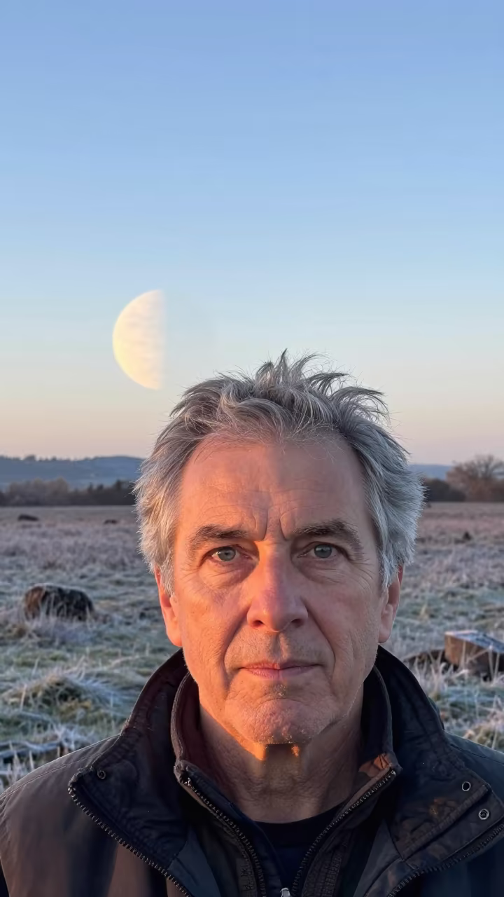 Volcanologist Gazing at Ringed Planet at Dawn in near Birmingham